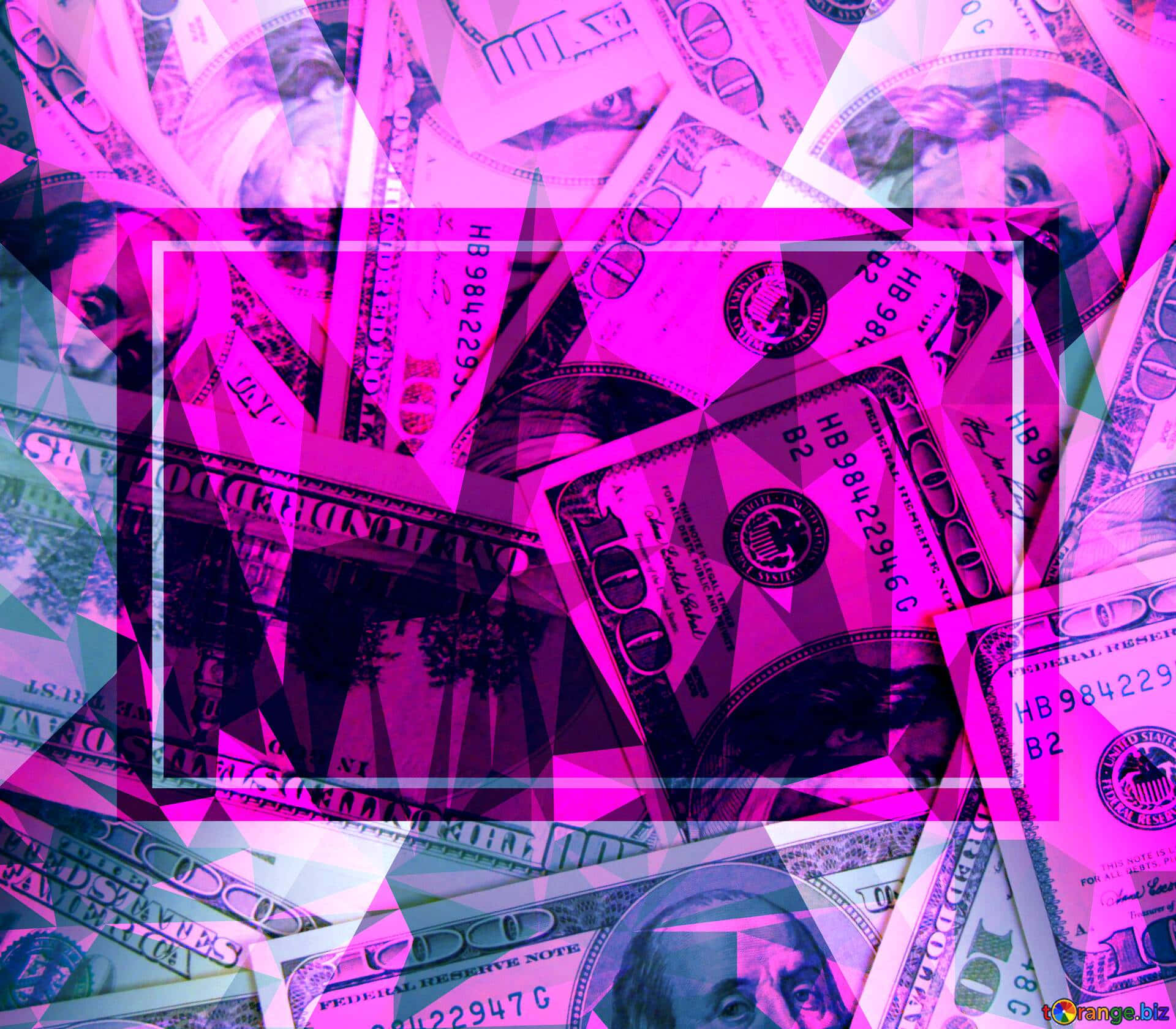 A Pink Background With Money In It Background