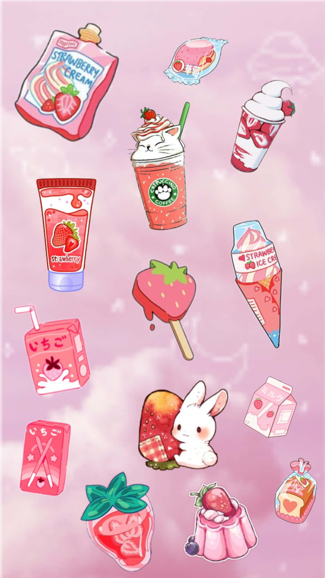 A Pink Background With Various Items On It Background