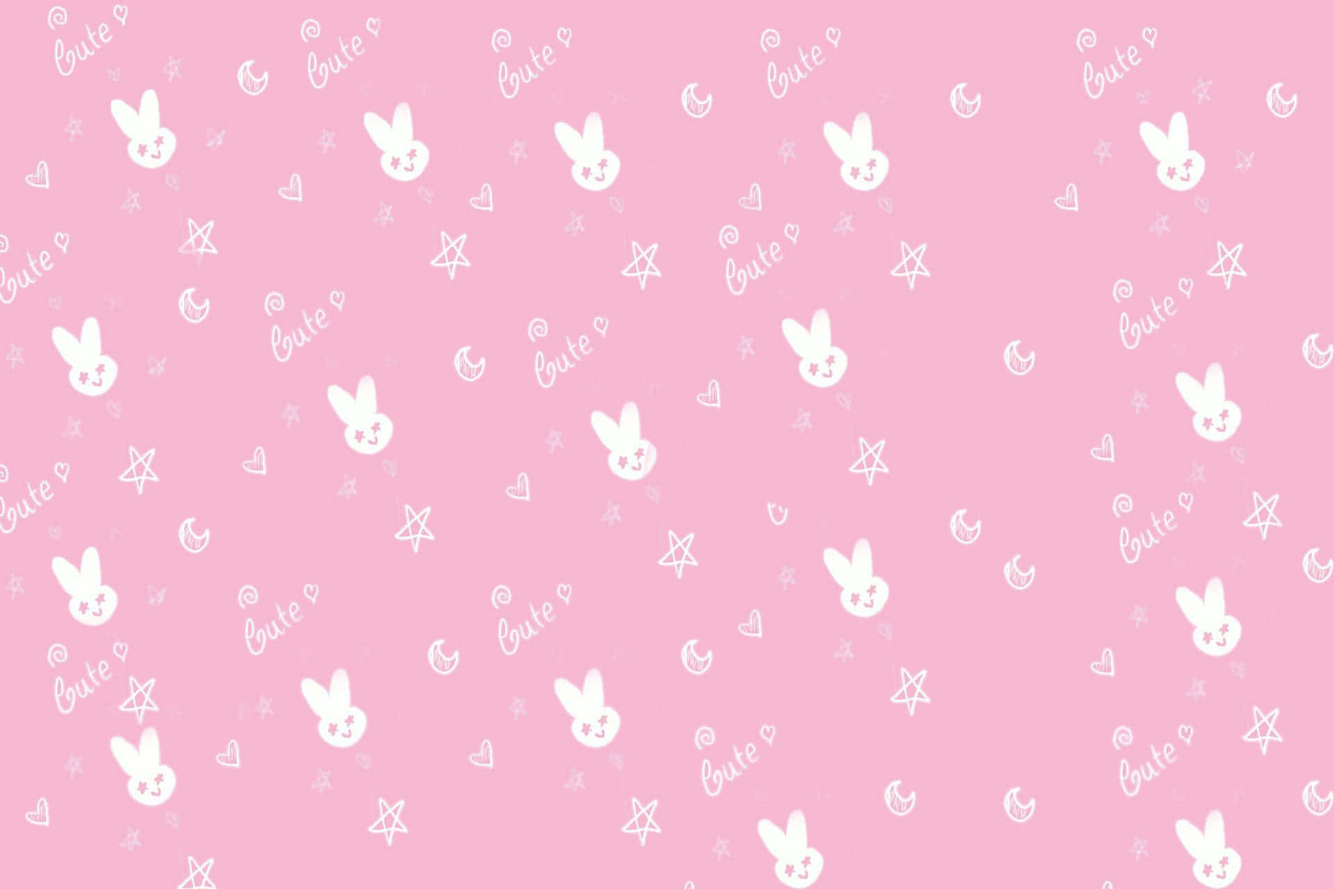A Pink Background With White Bunnies On It Background