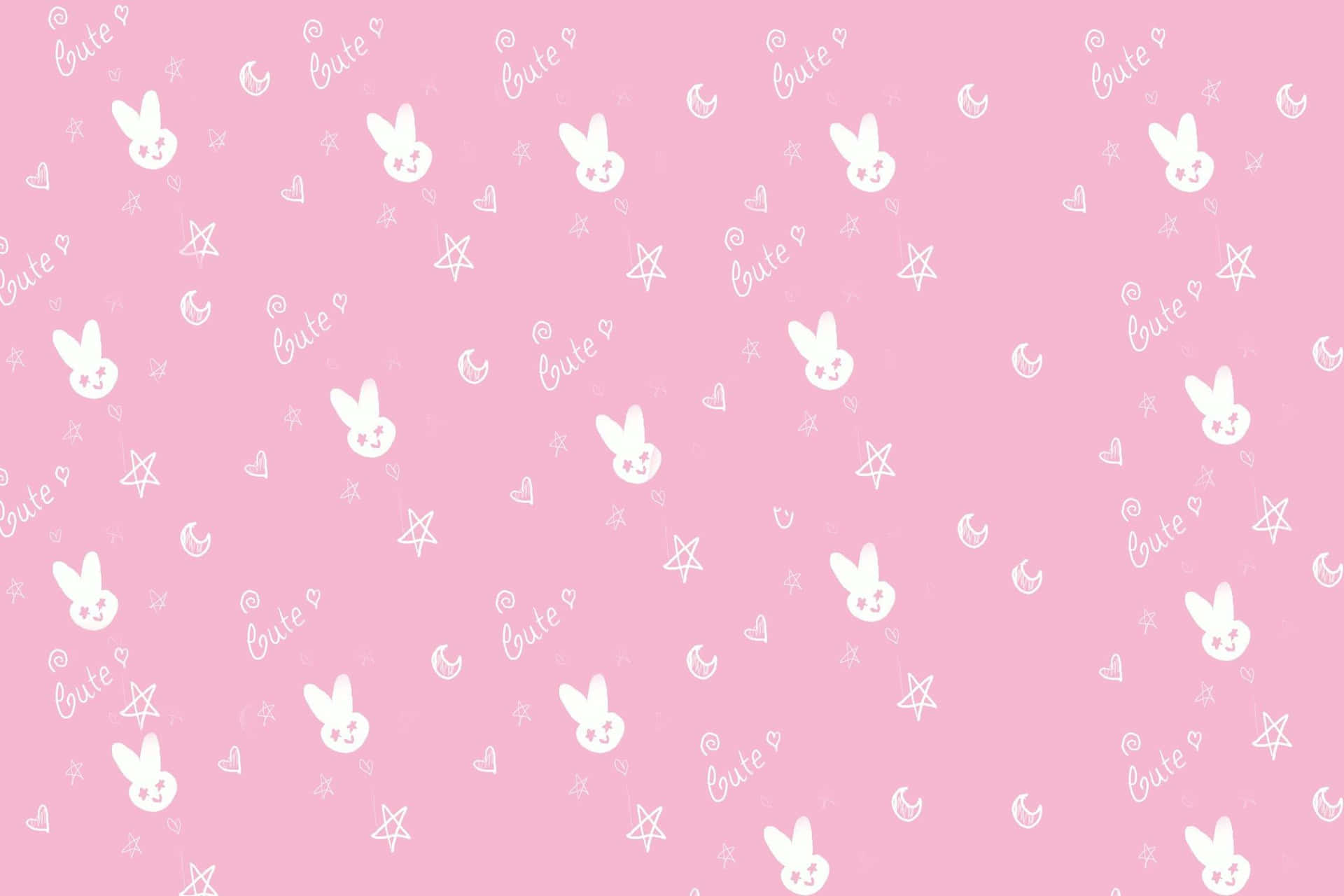 A Pink Background With White Bunnies On It Background
