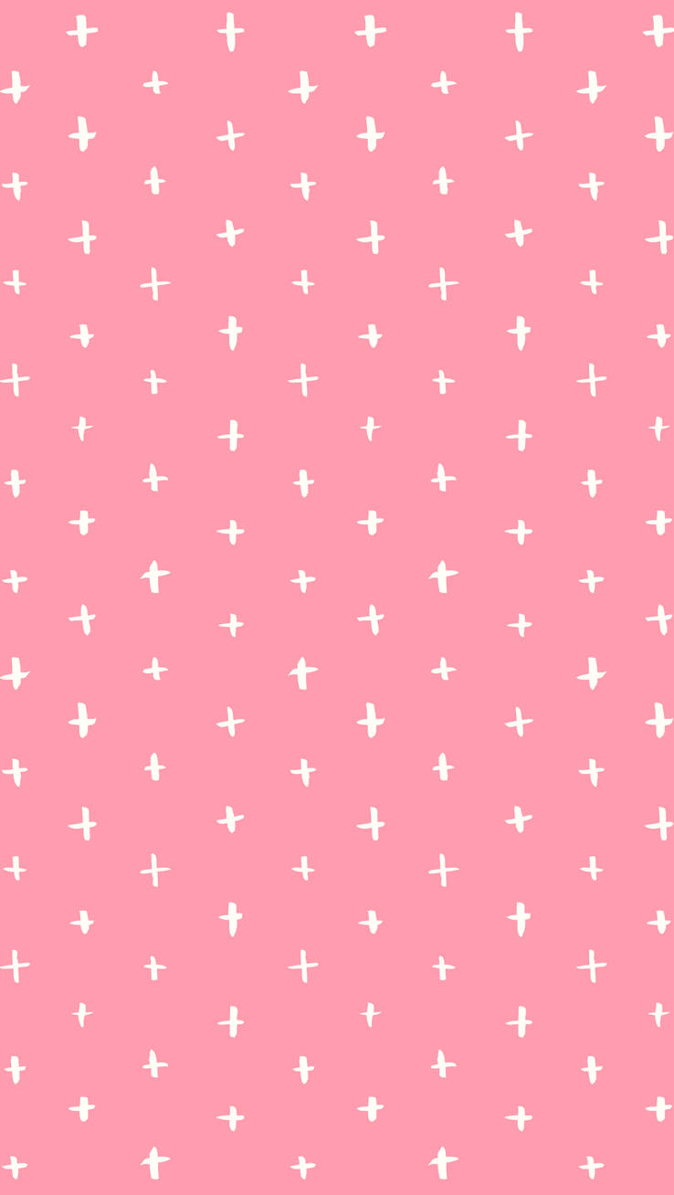 A Pink Background With White Crosses On It Background