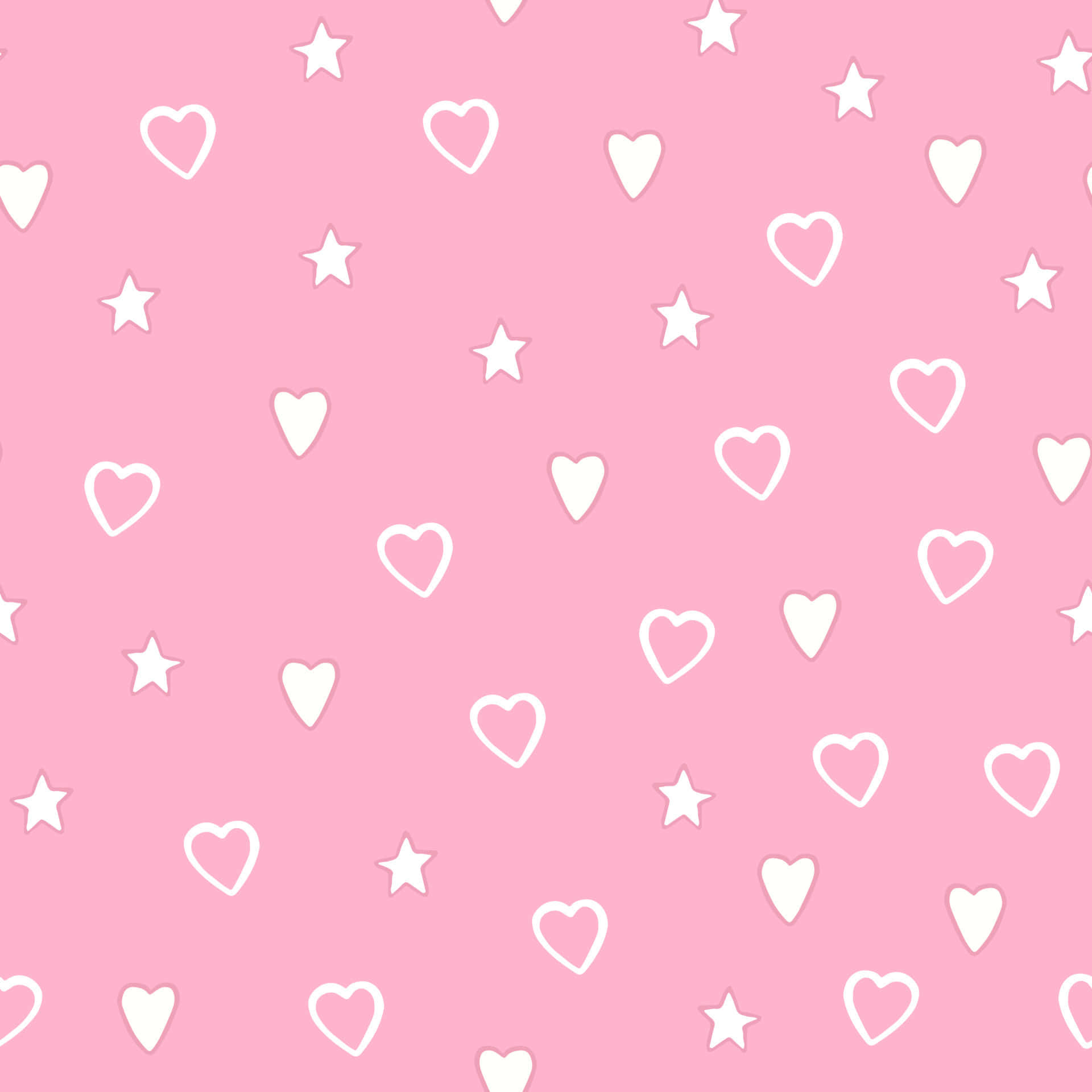 A Pink Background With White Hearts And Stars