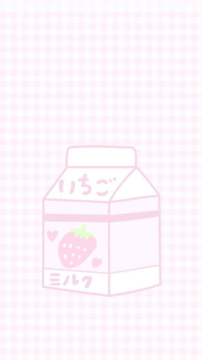 A Pink Box With Strawberries On It Background