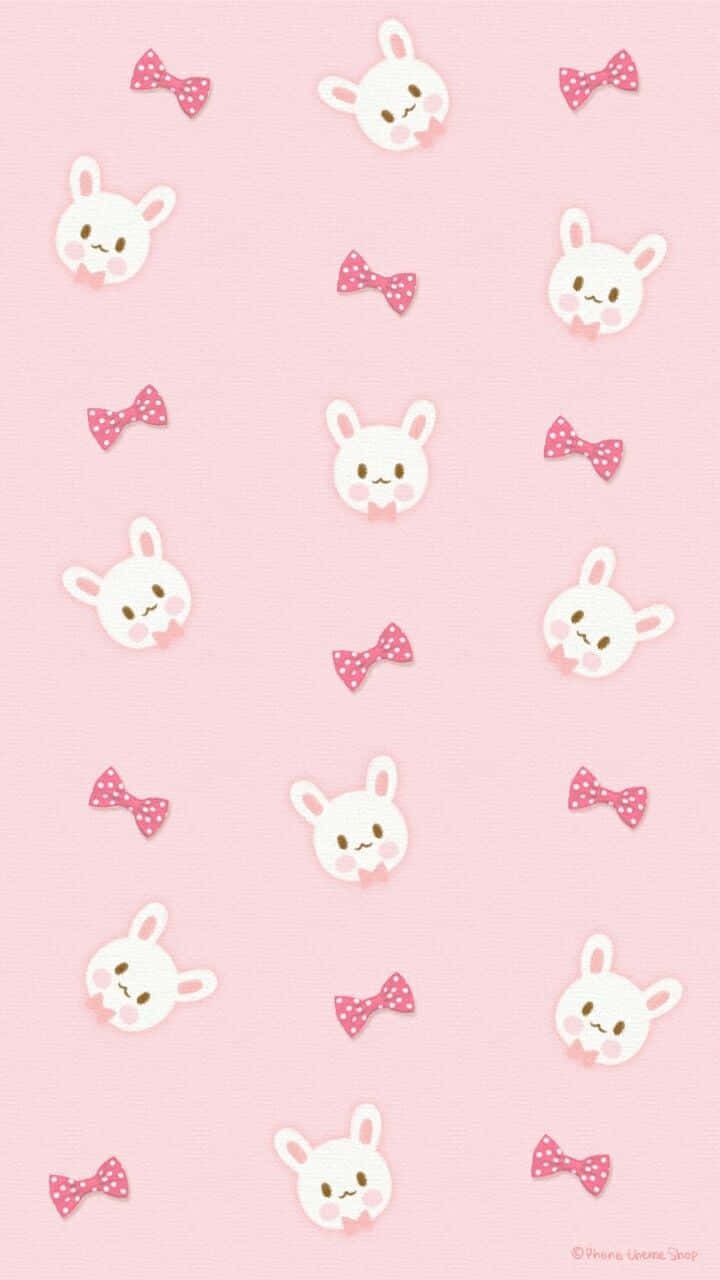 A Pink Bunny On A Bed Of Green Grass, Enjoying The Summer Sun. Background
