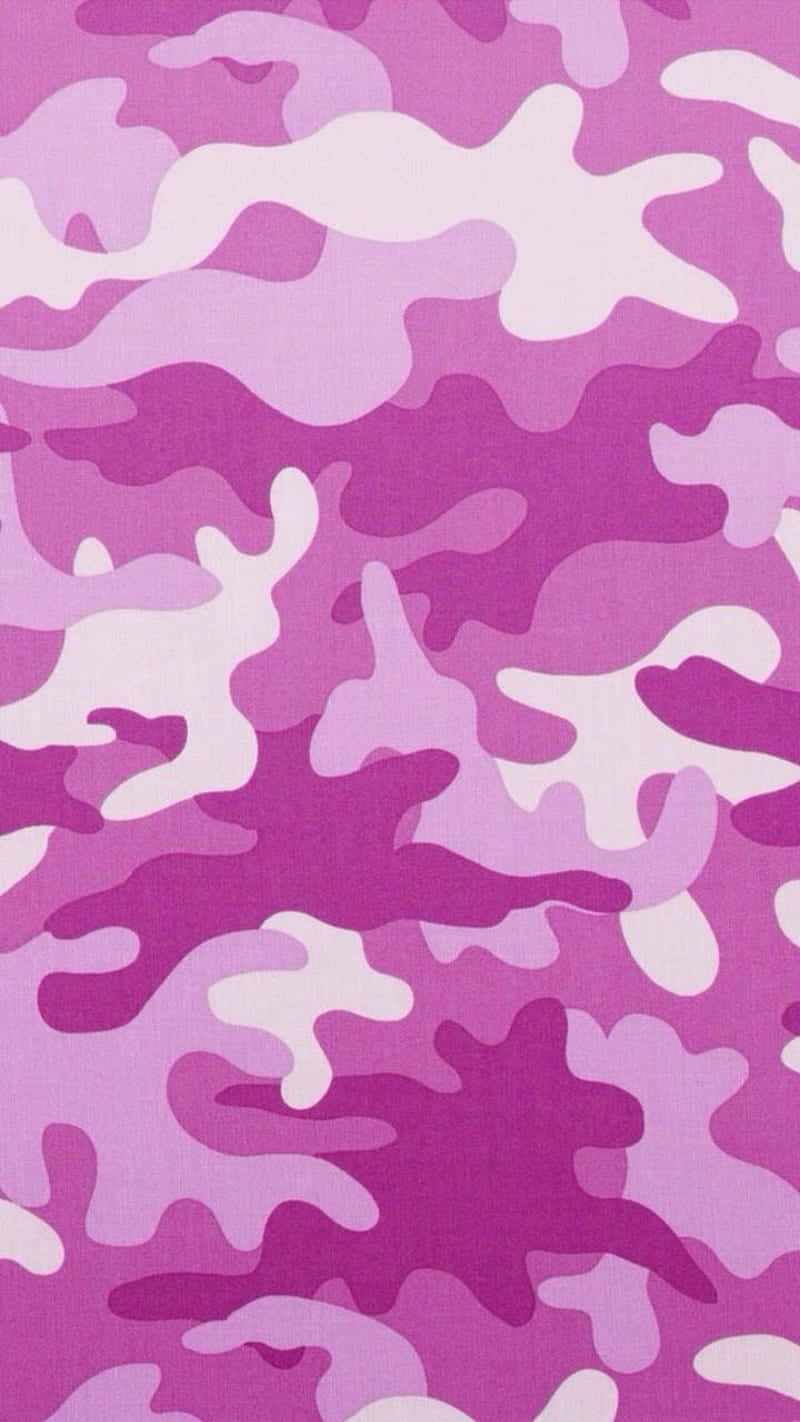 A Pink Camouflage Fabric With White And Pink Stripes Background