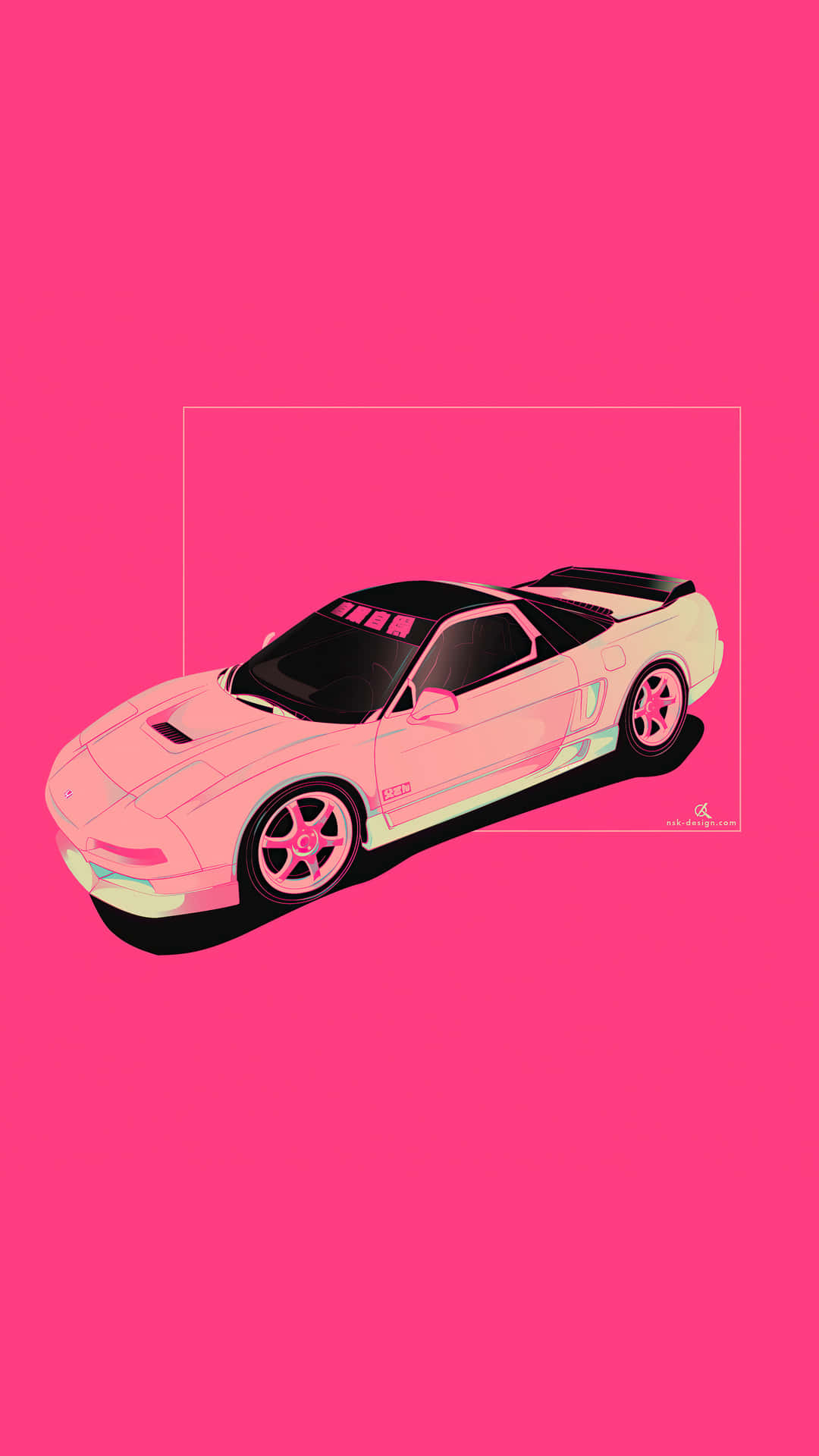 A Pink Car On A Pink Background Background