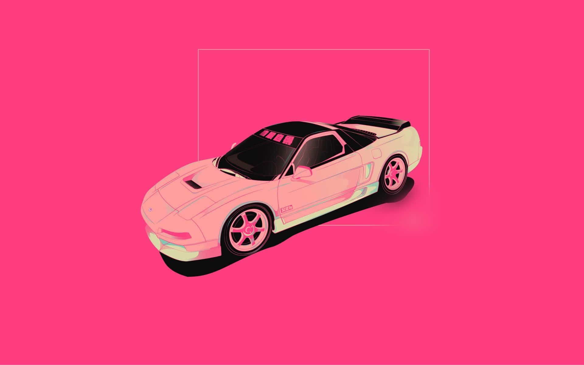 A Pink Car On A Pink Background Background
