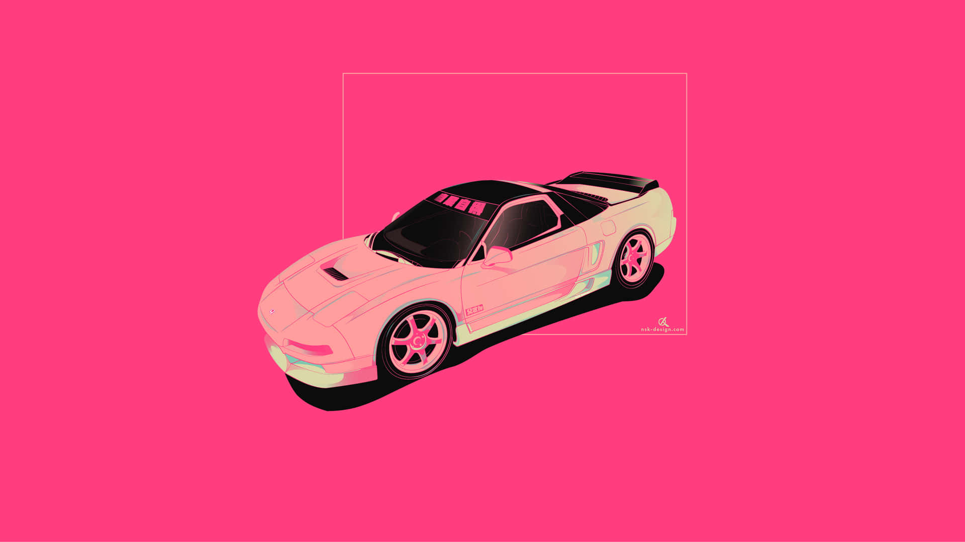 A Pink Car On A Pink Background Background