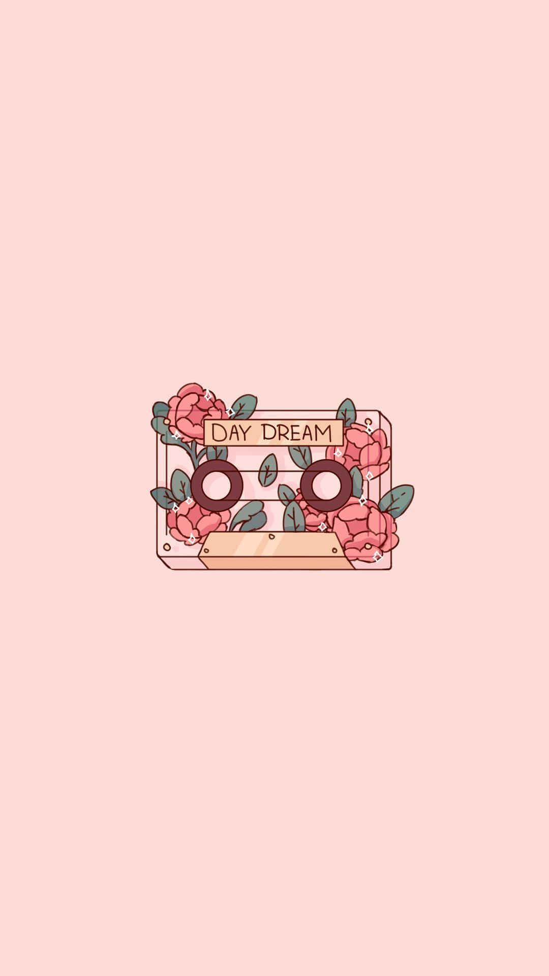 A Pink Cassette With Flowers On It Background