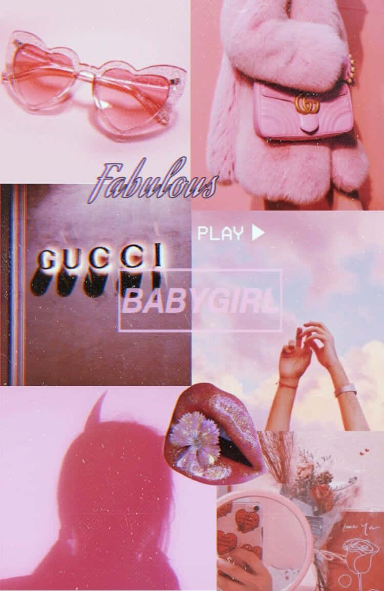 A Pink Collage With A Pink Purse And Sunglasses Background