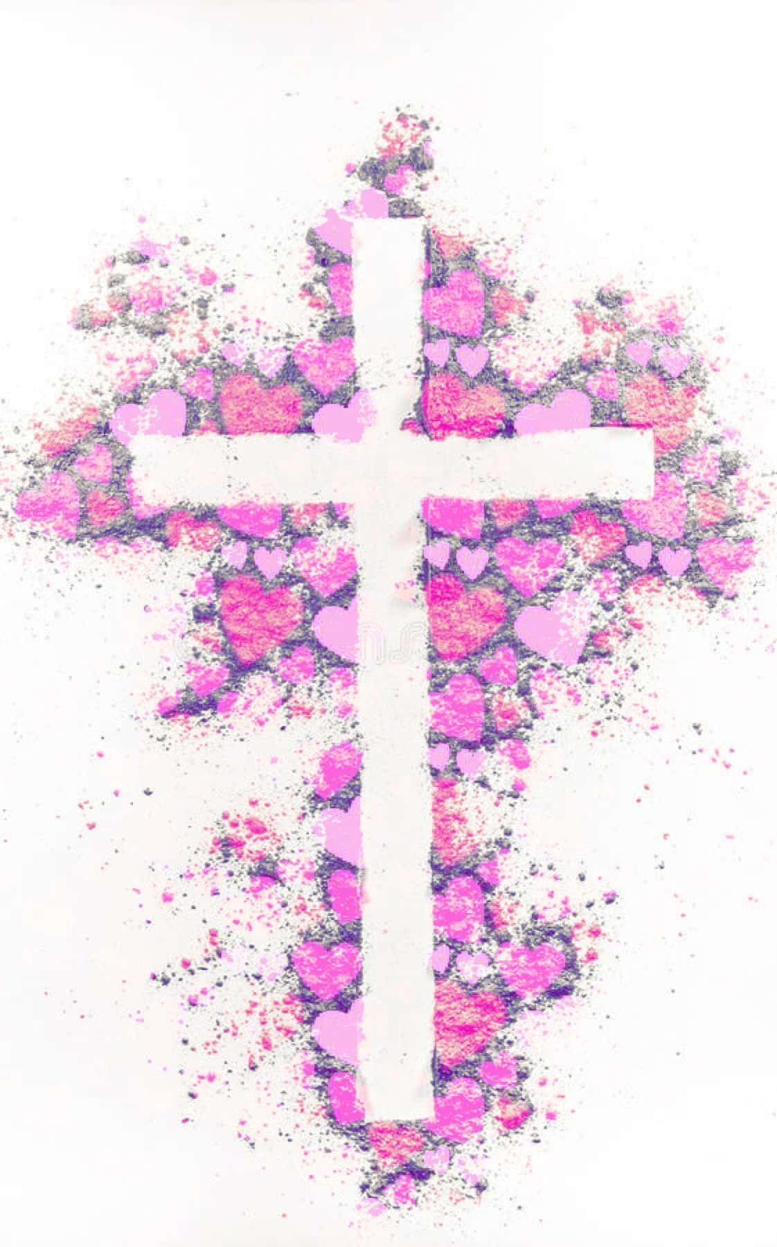 A Pink Cross Symbolizing Peace And Tranquility Background