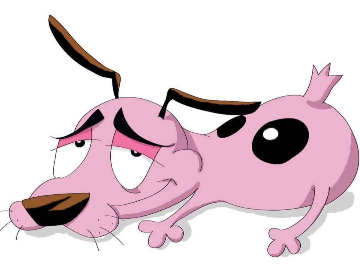 A Pink Dog With Black Spots Laying Down Background