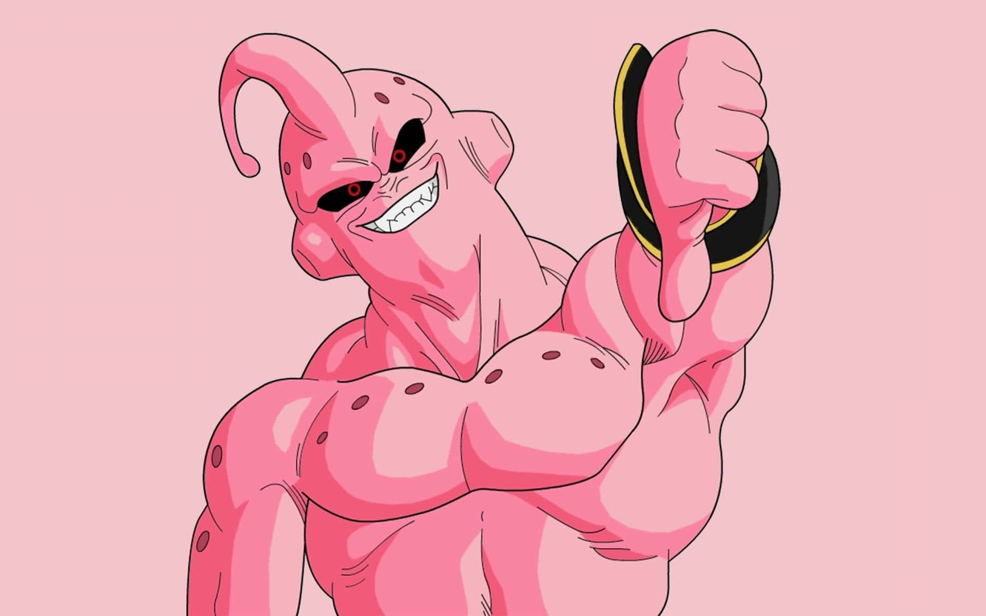 A Pink Dragon Ball Z Character Is Holding Up A Pink Hand