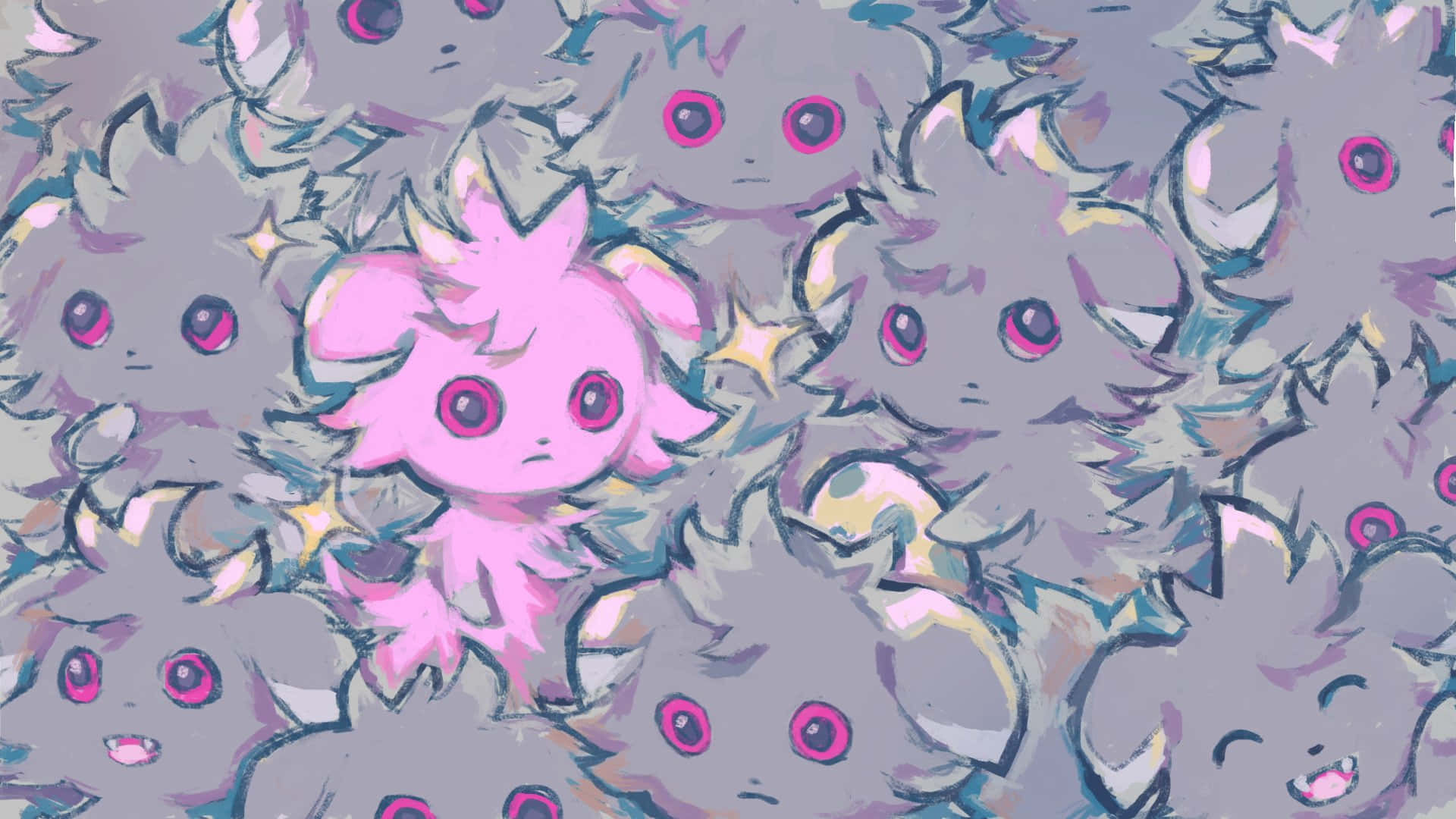 A Pink Espurr Among Gray Espurr Background