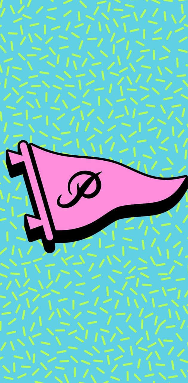 A Pink Flag With The Letter D On It Background