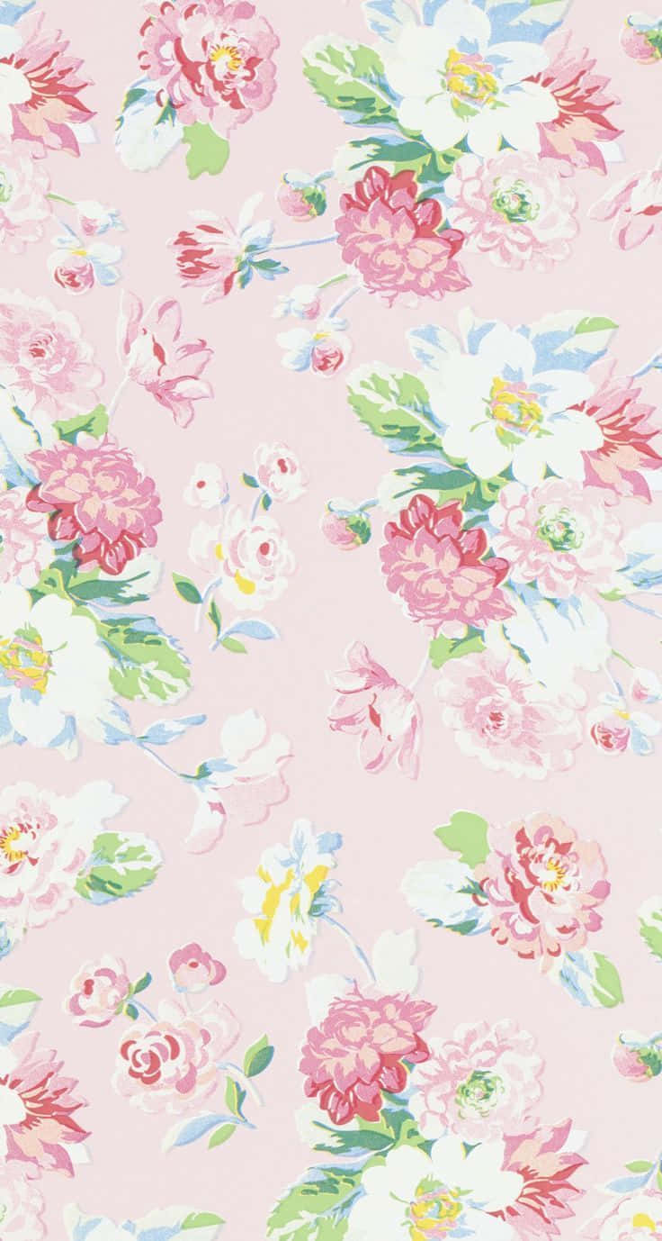 A Pink Floral Fabric With A Pink Flower Pattern Background