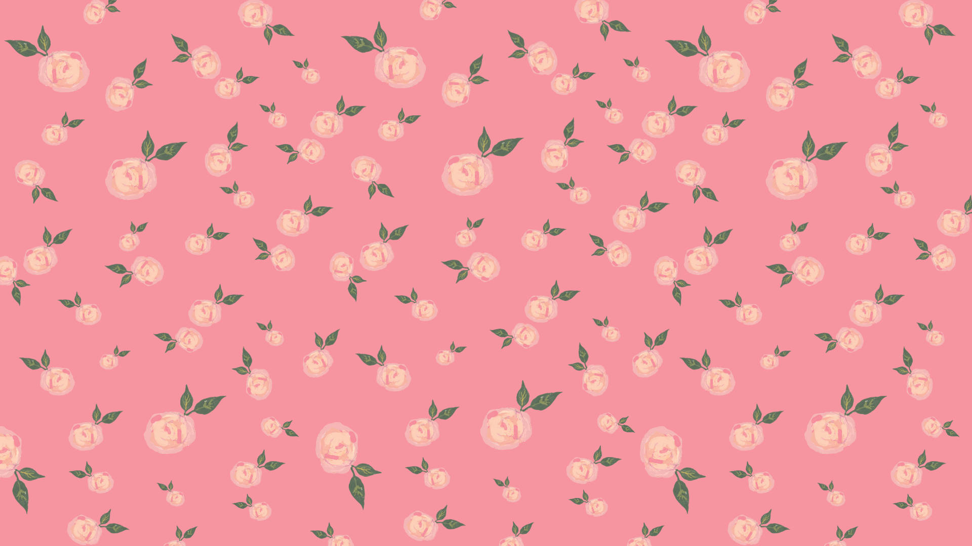 A Pink Floral Pattern With Leaves Background