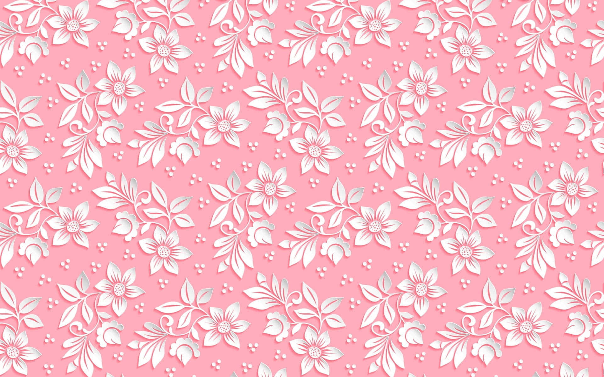 A Pink Floral Pattern With White Flowers Background