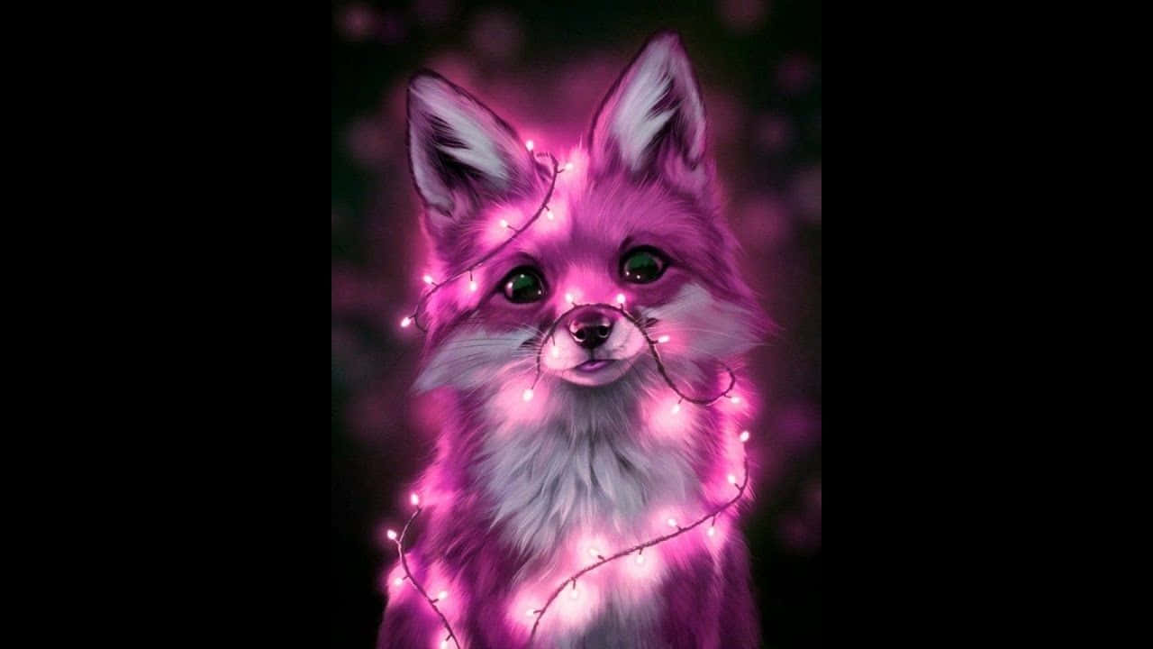 A Pink Fox With Lights On Its Head Background