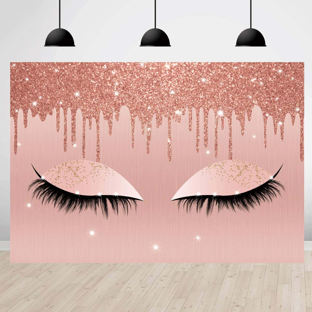 A Pink Glitter Eyelashes Backdrop With Glitter Dripping Down Background