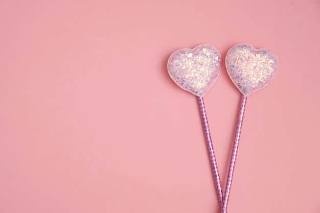 A Pink, Glittery Cascade Of Heart-shaped Confetti