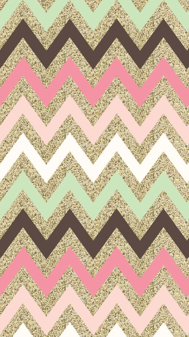 A Pink, Green And Brown Chevron Wallpaper Background