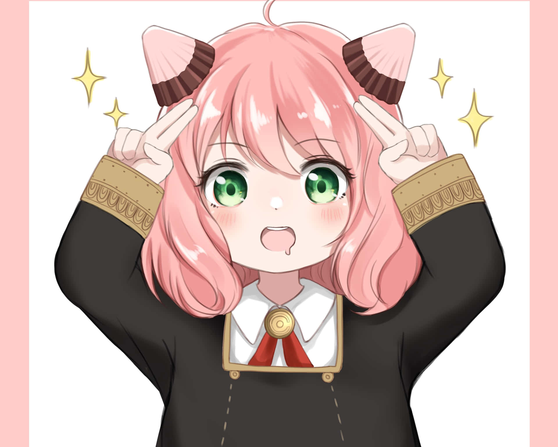 A Pink Haired Girl With Green Eyes Background