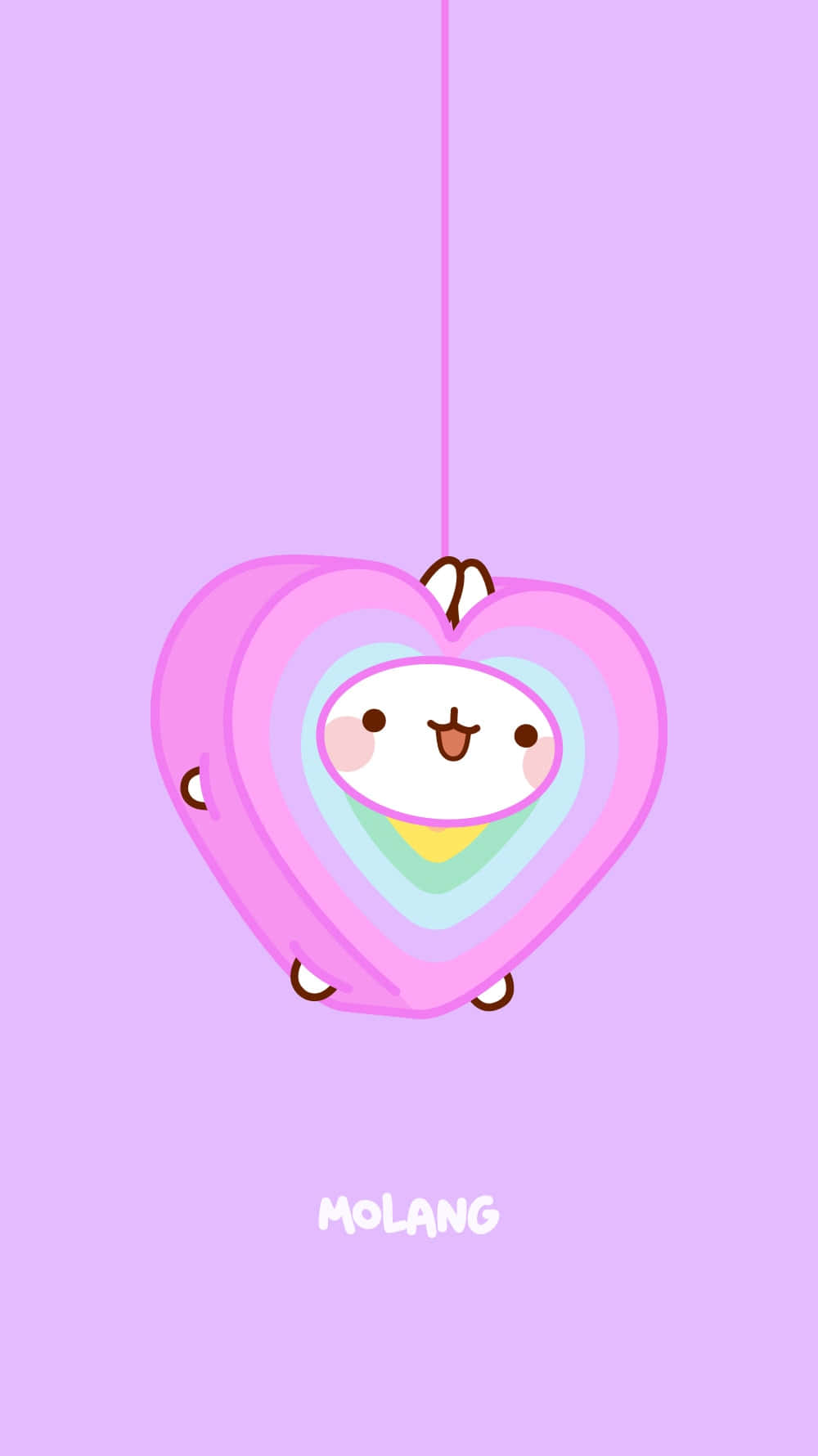 A Pink Heart Hanging From A String Background