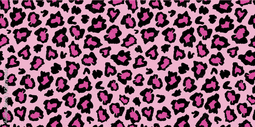 A Pink Leopard Print Fabric With Black Spots Background