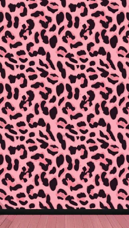 A Pink Leopard Print Wallpaper In A Room Background