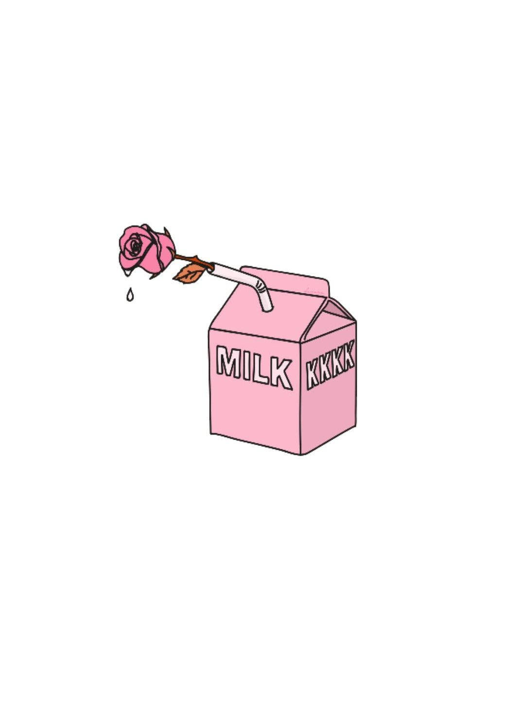 A Pink Milk Box With A Rose On It Background