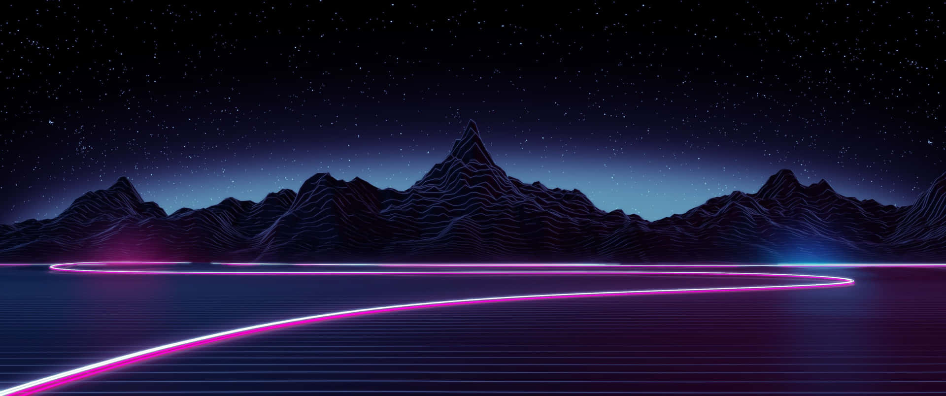 A Pink Neon Line In The Night Sky Background