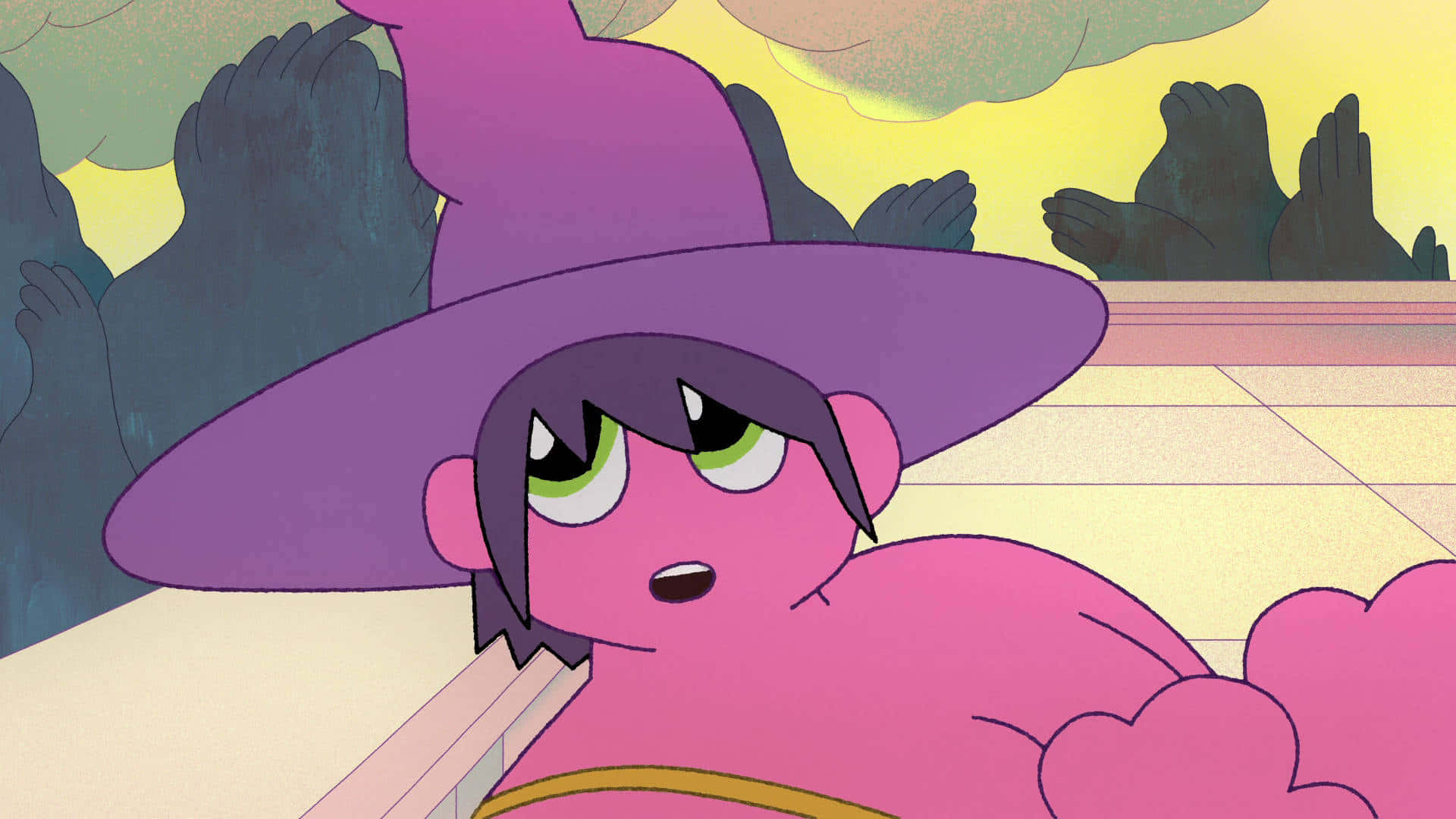 A Pink Pony In A Witch Hat Background