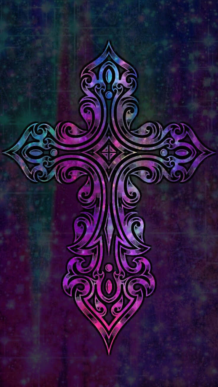 A Pink Religious Cross For Christian Faith Background