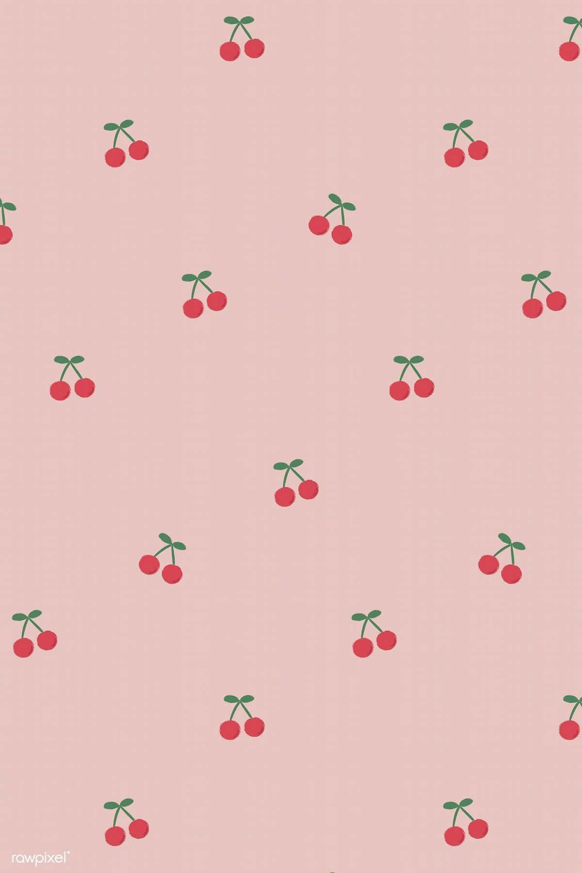 A Pink Wallpaper With Cherries On It Background