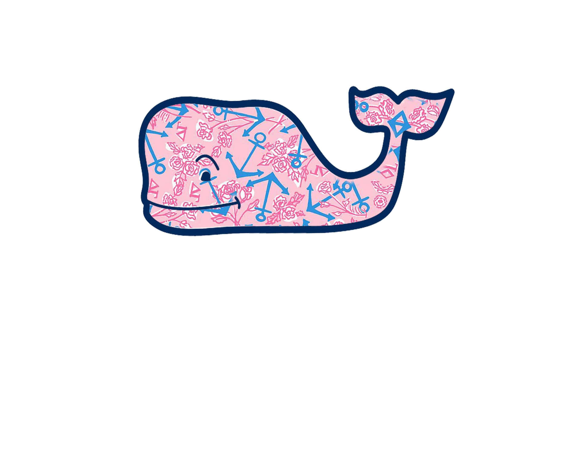 A Pink Whale With A Pink Bow On It Background