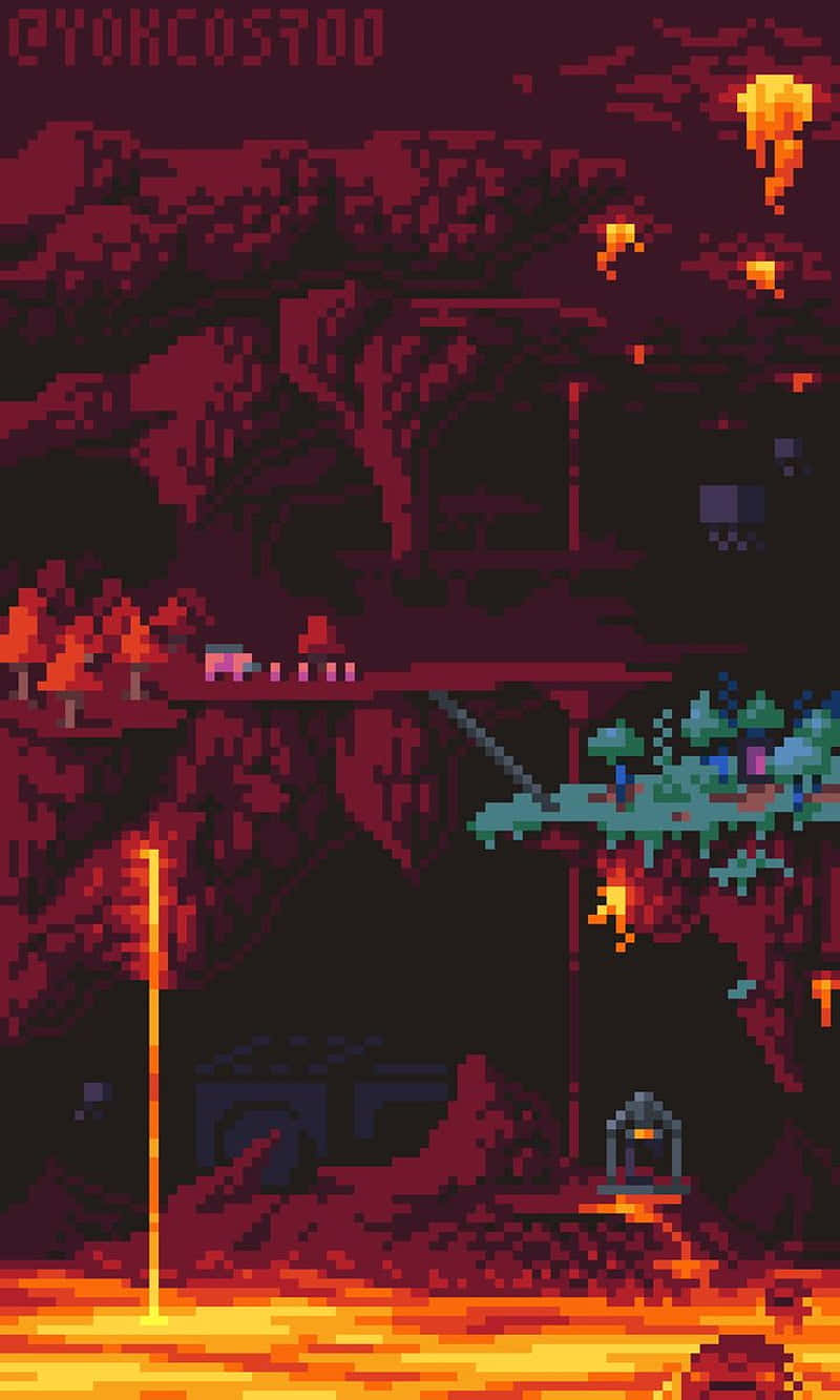 A Pixel Art Image Of A Pixel Art Scene Background