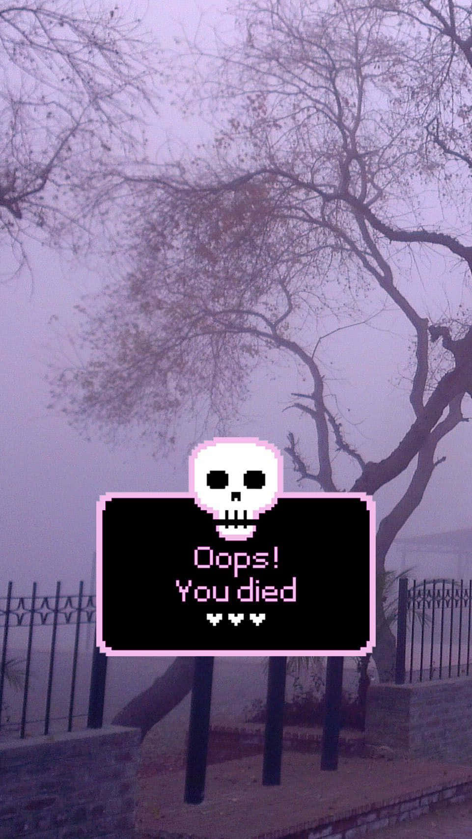 A Pixelated Image Of A Tree With A Skull On It Background