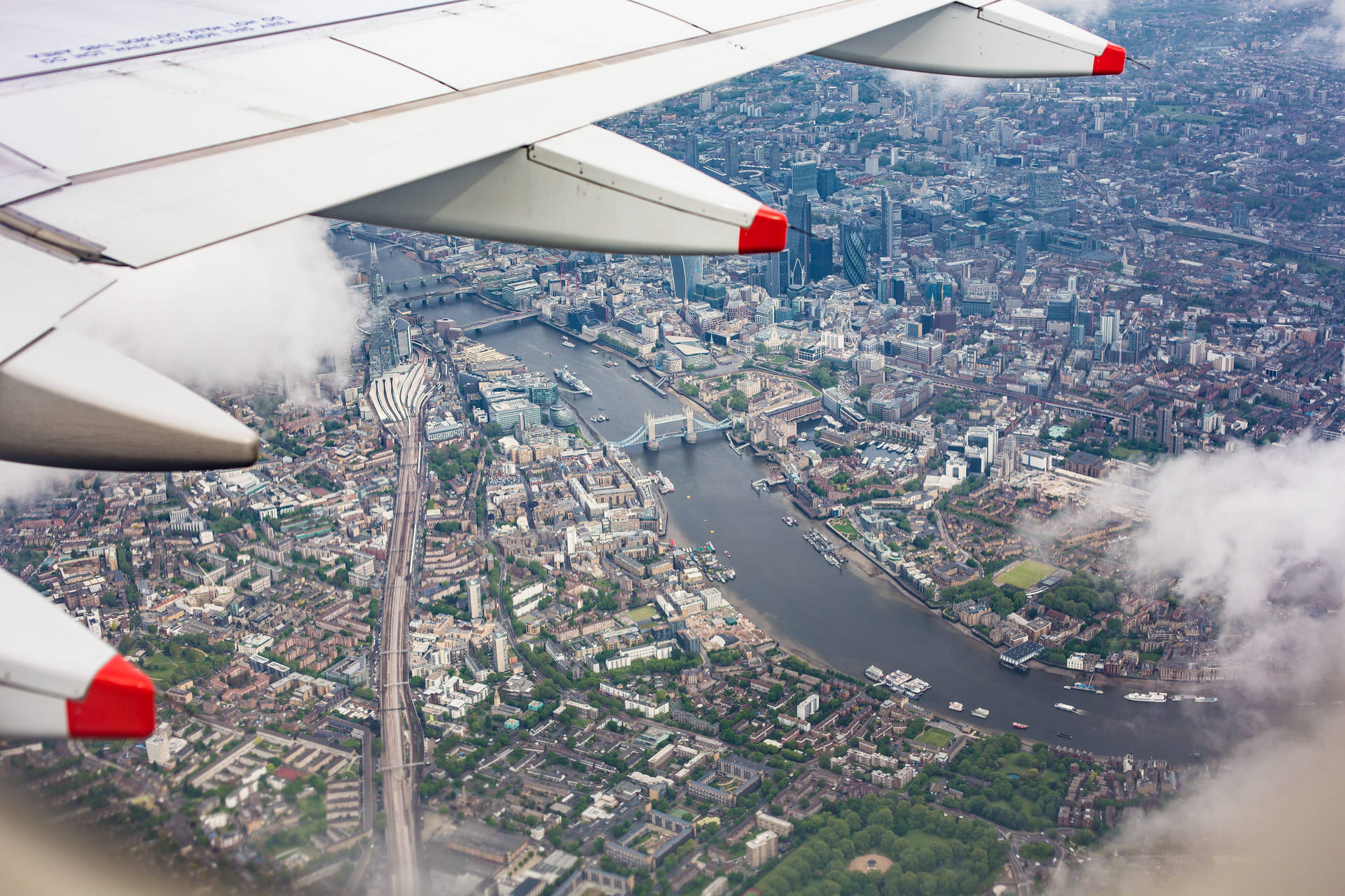 A Plane Window Sight Right After A Take Off Background