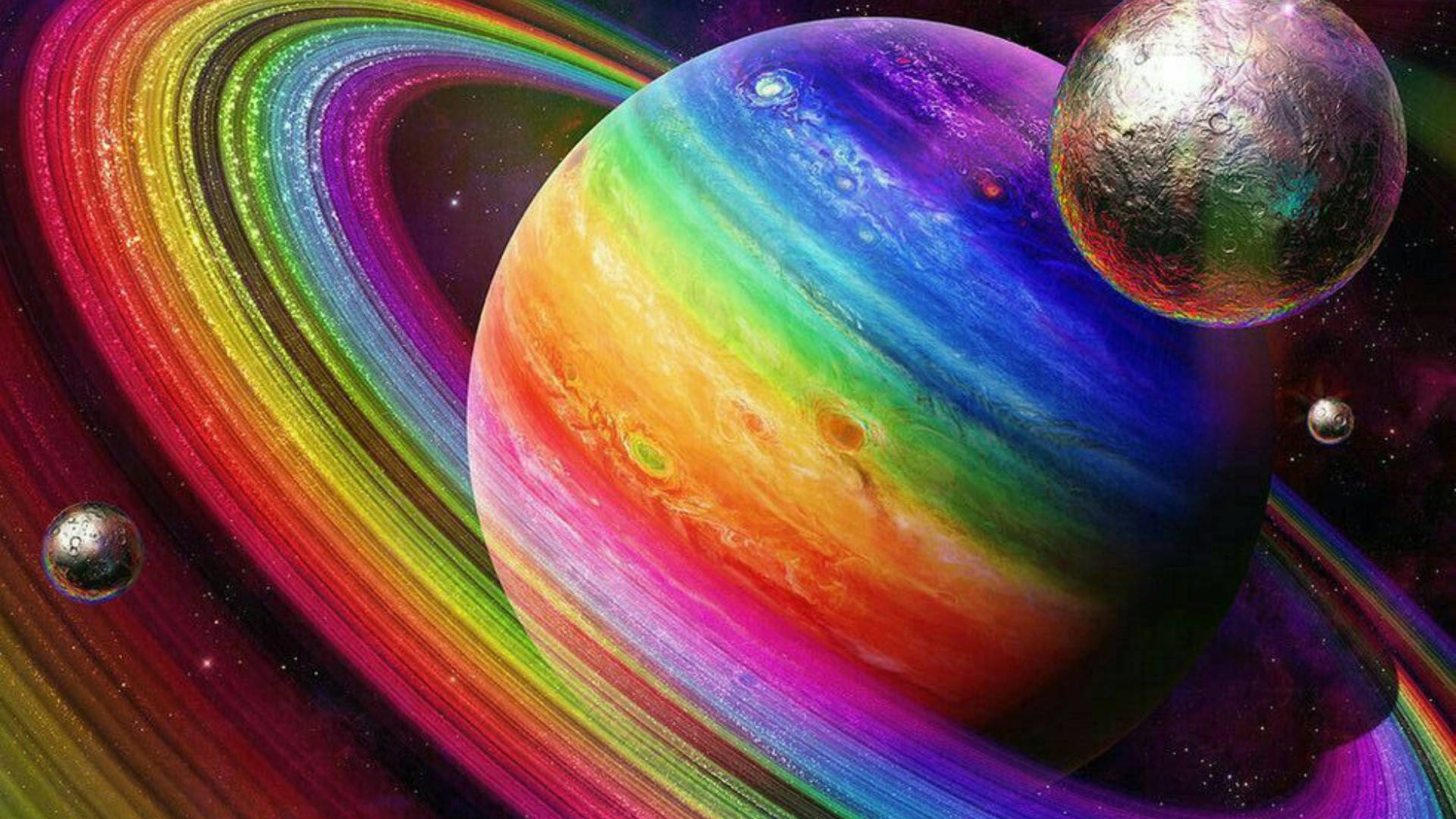 A Planet In Rainbow Galaxy Design Background