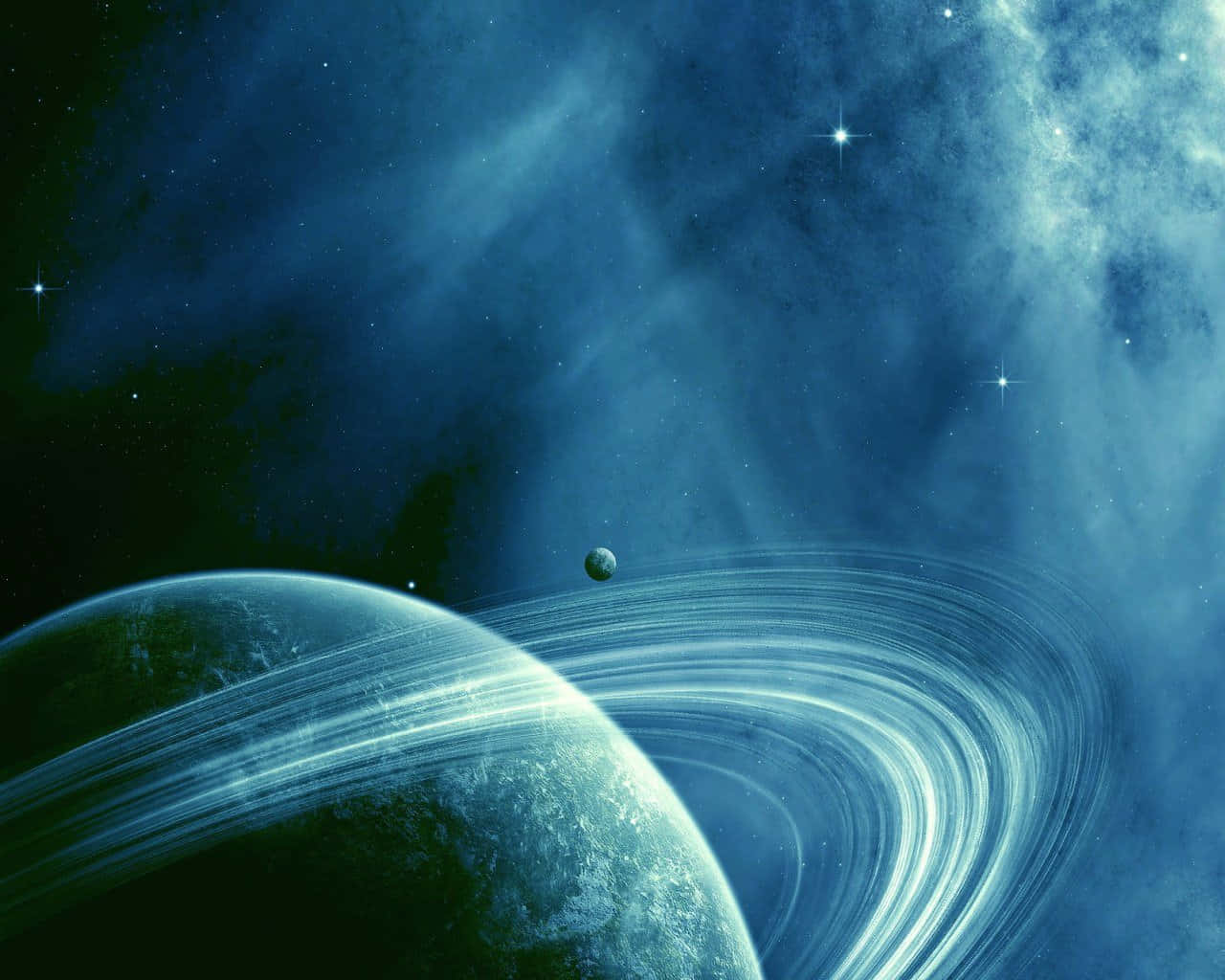 A Planet In Space With Rings Around It
