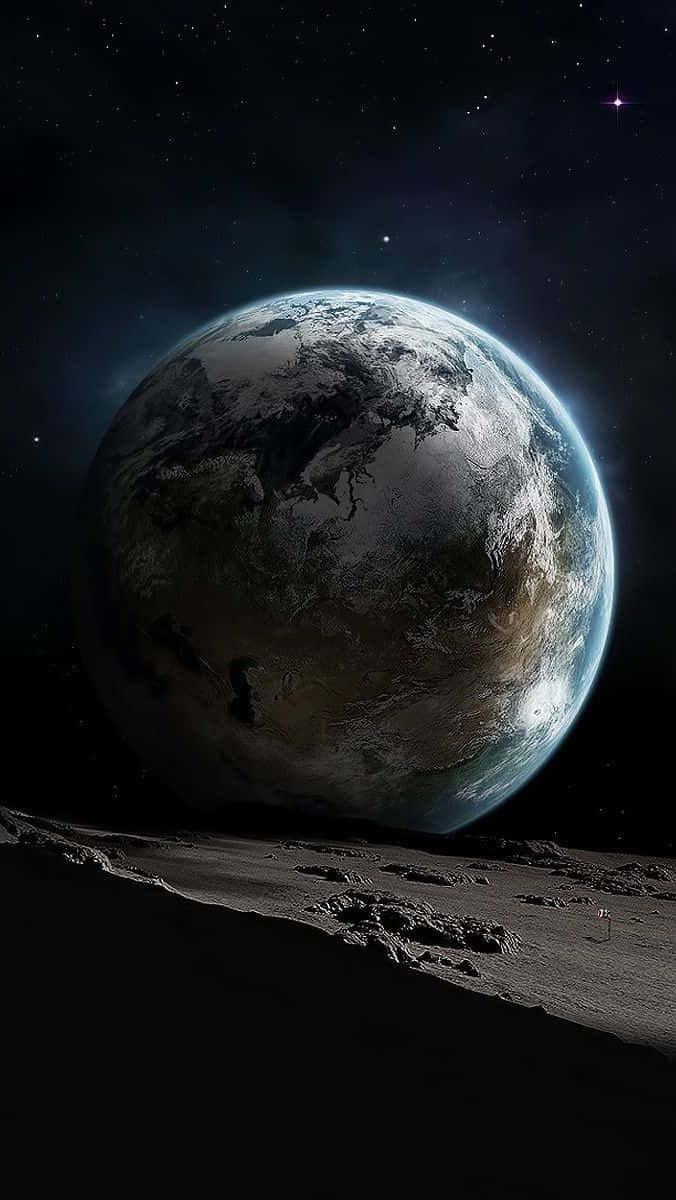 A Planet Is Seen From The Moon Background