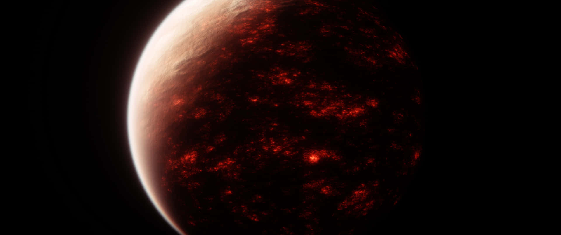 A Planet With Red Lights In The Background Background