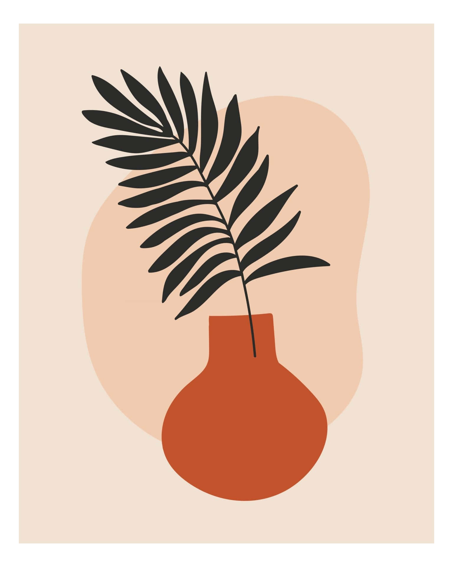 A Plant In A Vase On A Beige Background