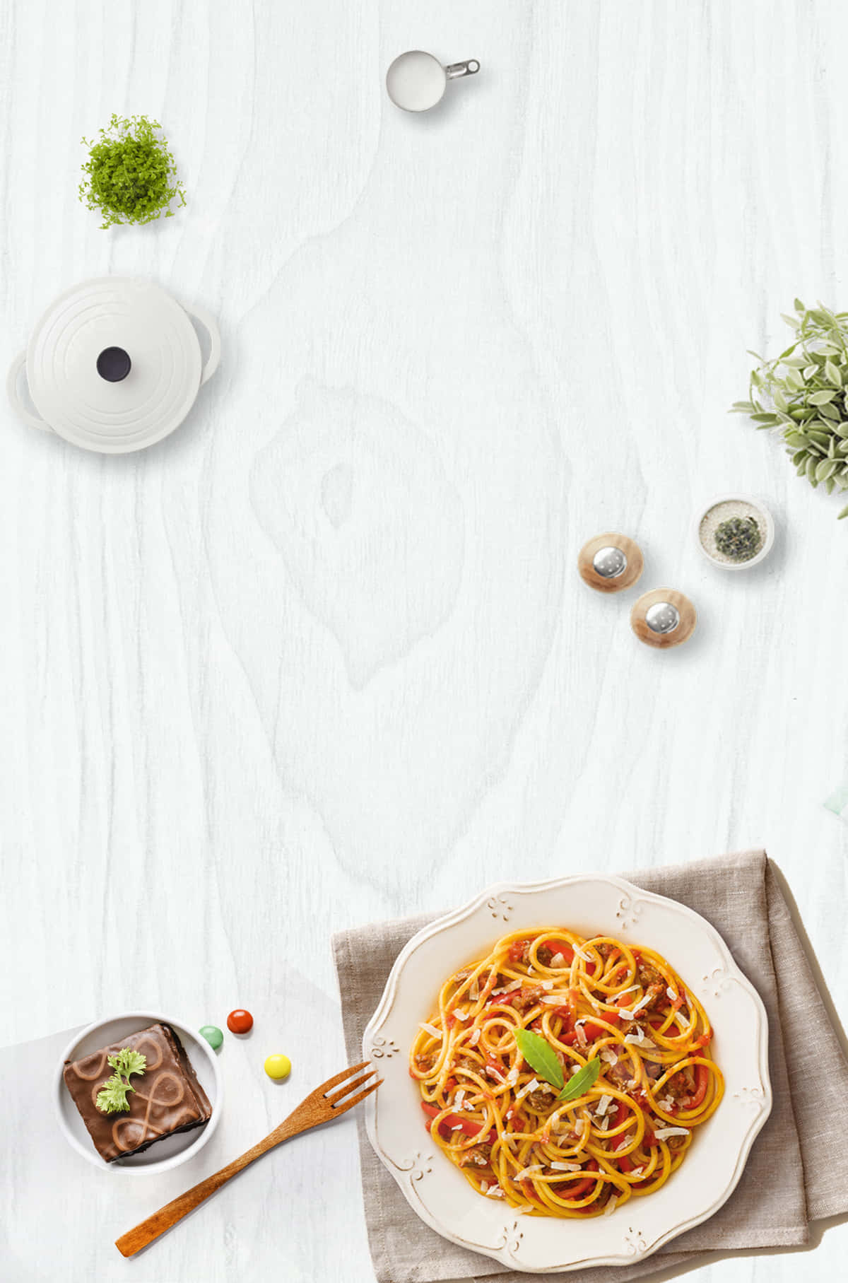 A Plate Of Spaghetti With Meat And Vegetables Background