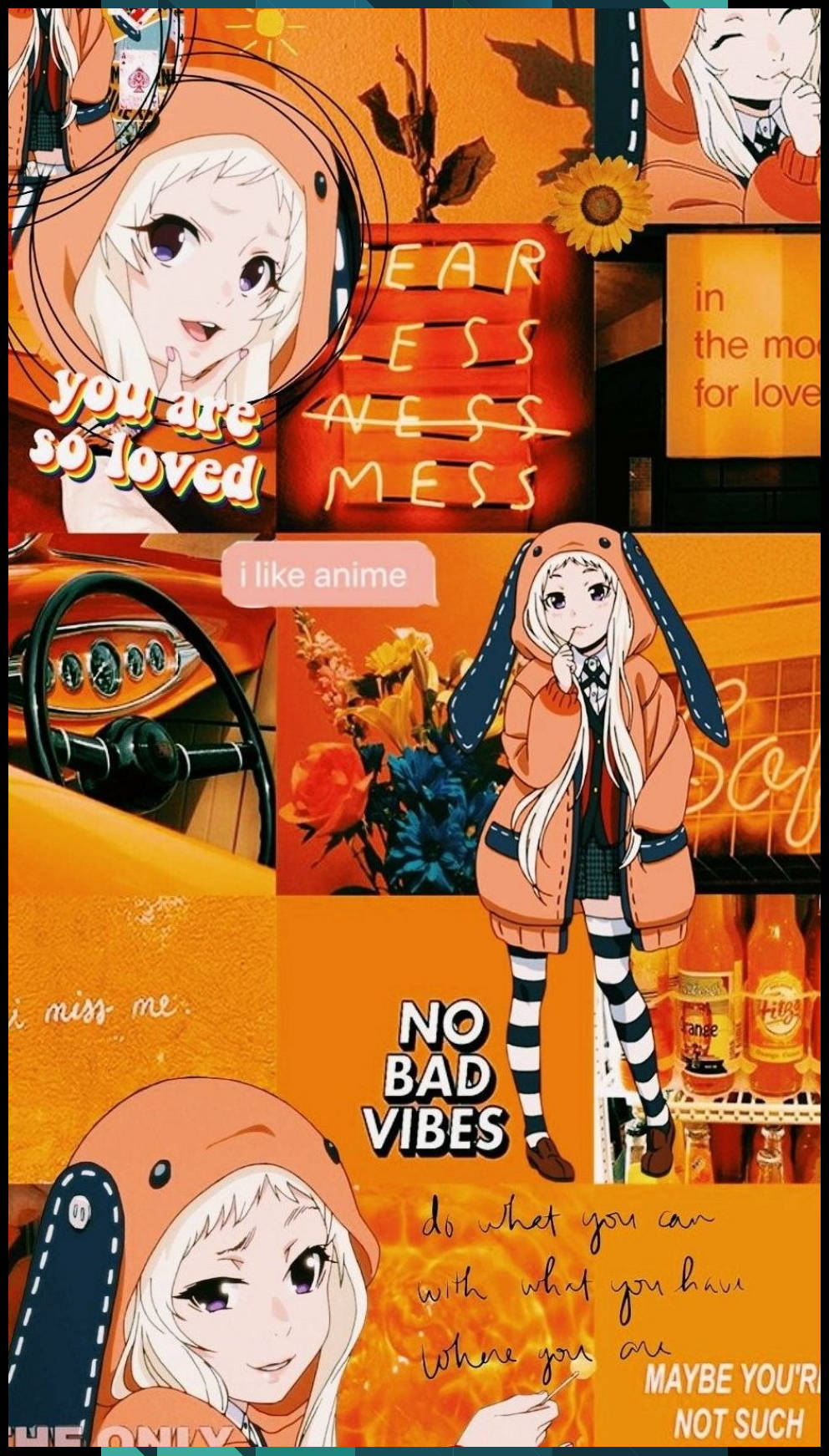 A Playful Collage Of Anime Character Runa Yomozuki Background