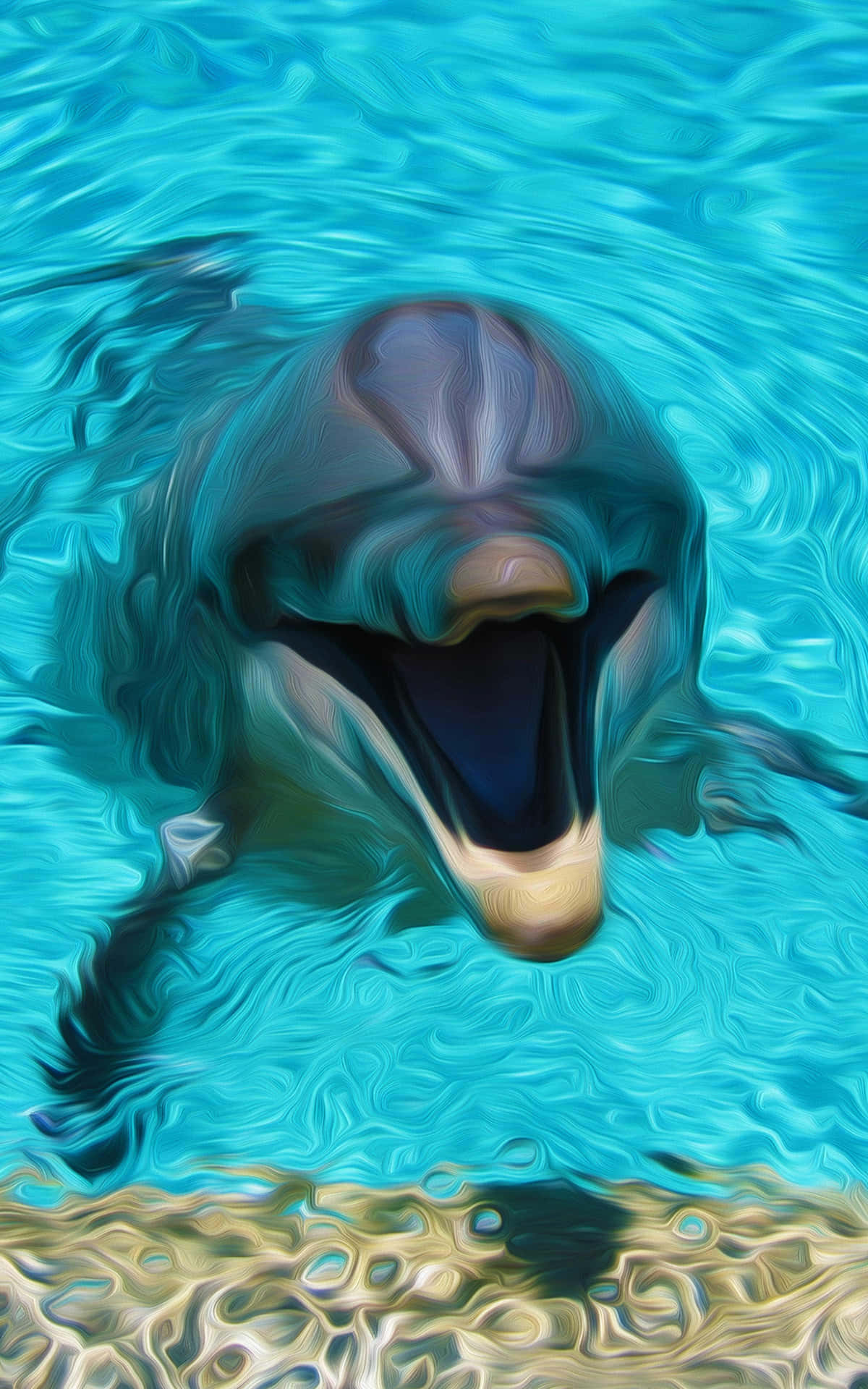 A Playful Dolphin Swimming Beneath The Clear Blue Waters. Background