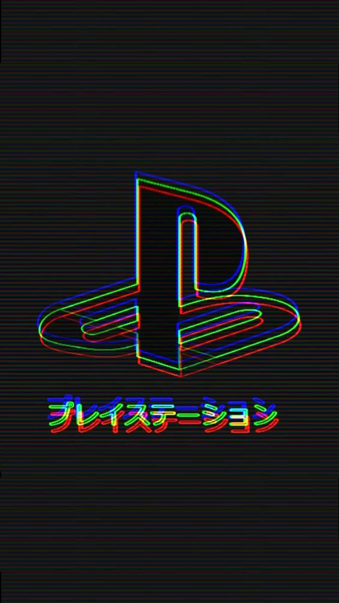 A Playstation Logo With A Rainbow Background Background