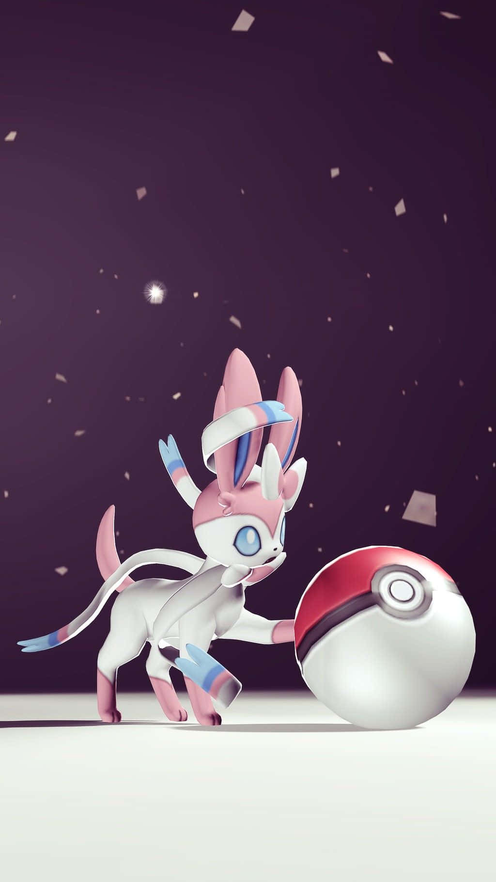 A Pokemon Ball With A Pink And White Bunny Background