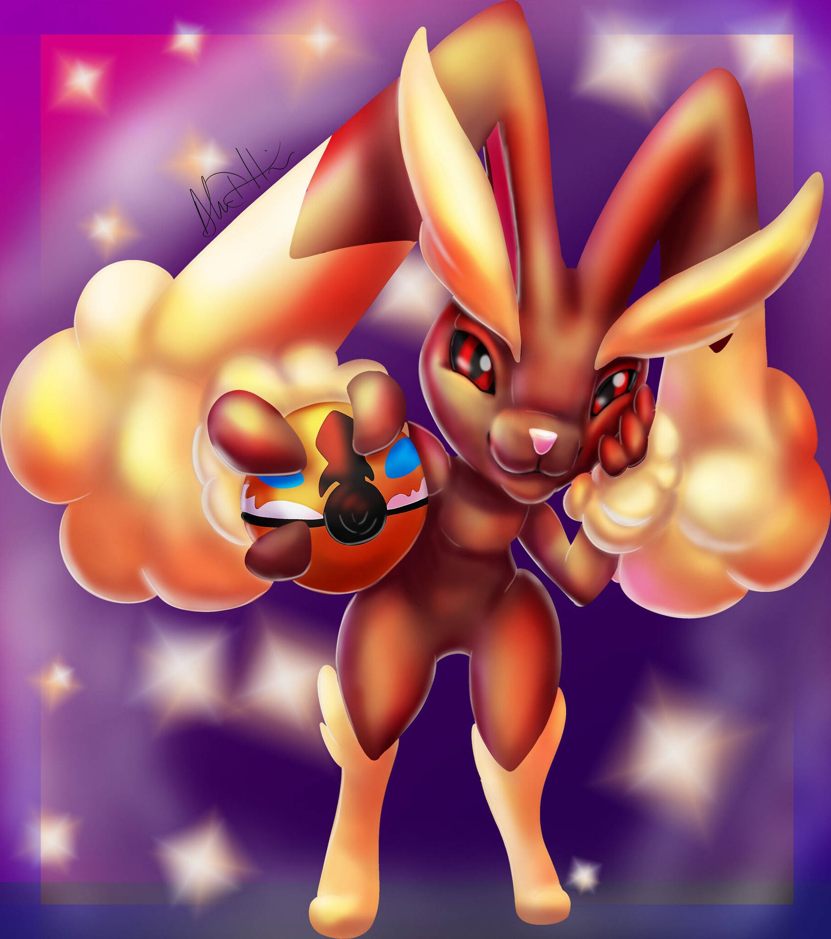 A Pokemon Bunny Holding A Ball Background